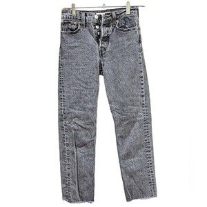 Levi's Wedgie Straight Jeans Size 24 Dark Gray Acid Wash